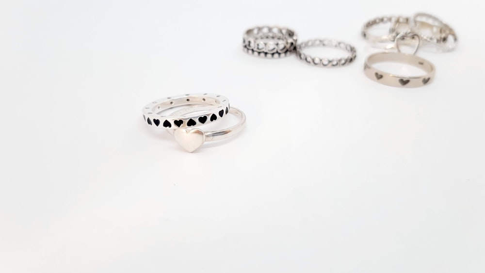 silver and diamond studded ring