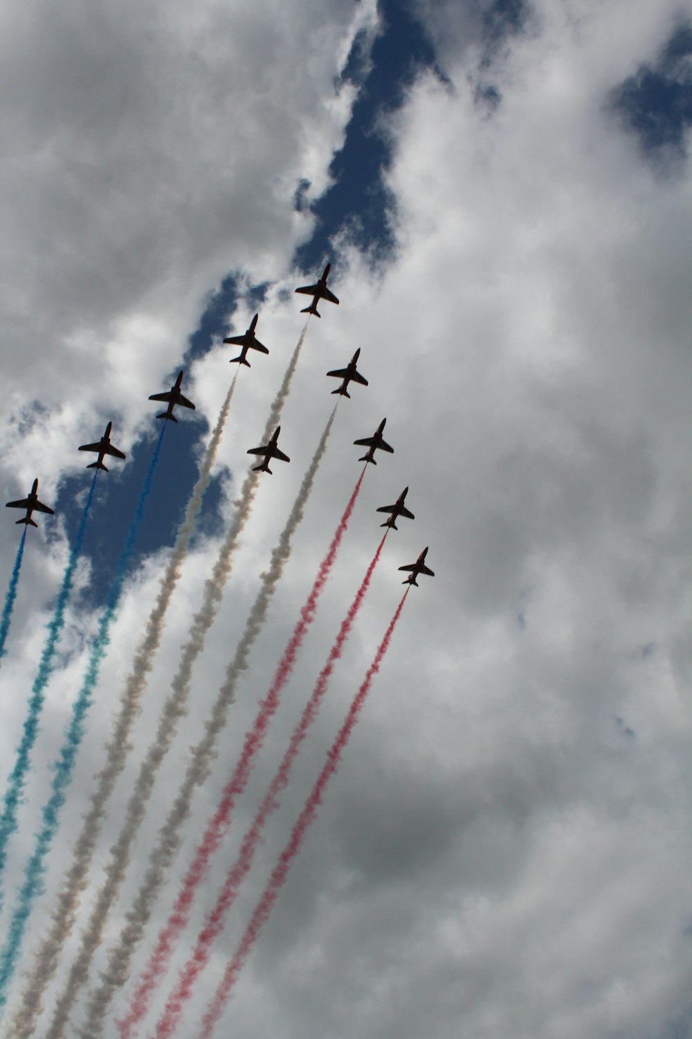 eight fighter planes in mid air