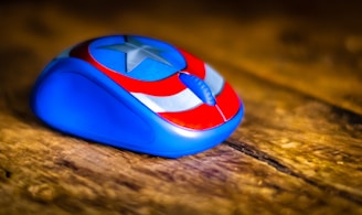 blue and red wireless computer mouse