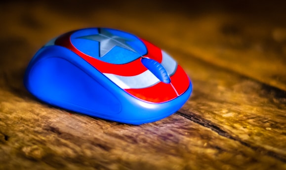 blue and red wireless computer mouse