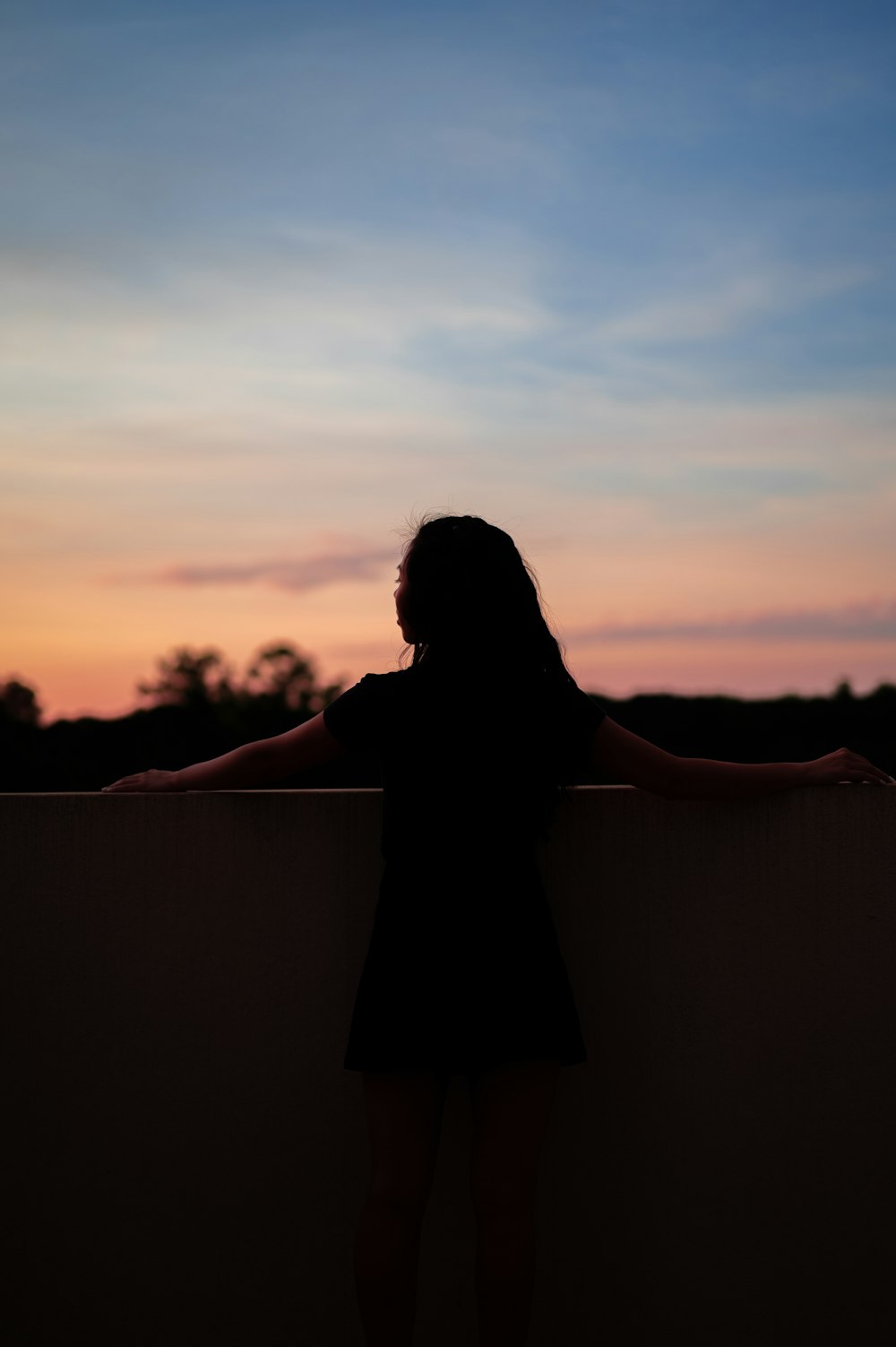 silhouette of woman standing during sunset