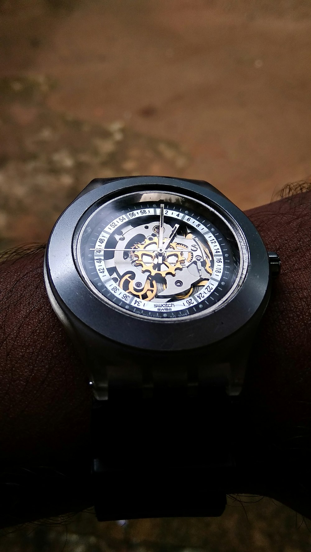 black and silver round chronograph watch