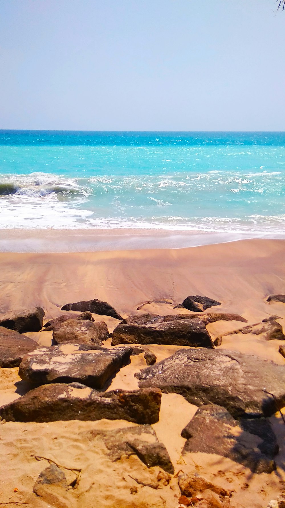 brown rocky shore with blue ocean water during daytime