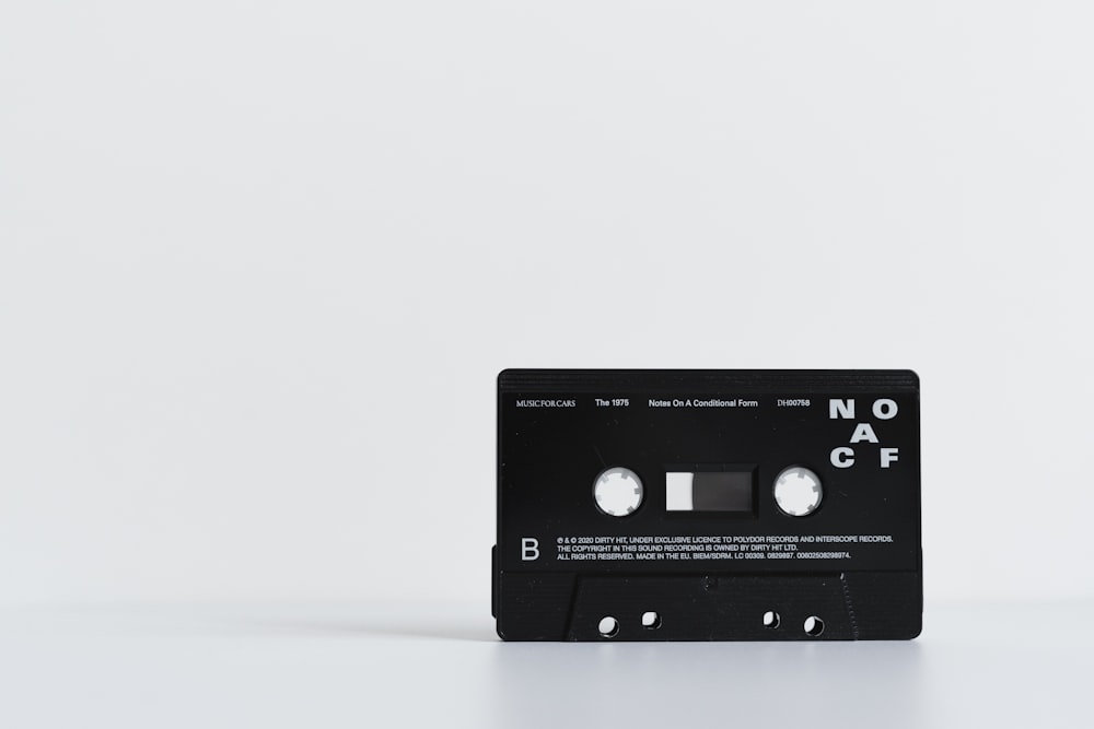 black and white cassette tape