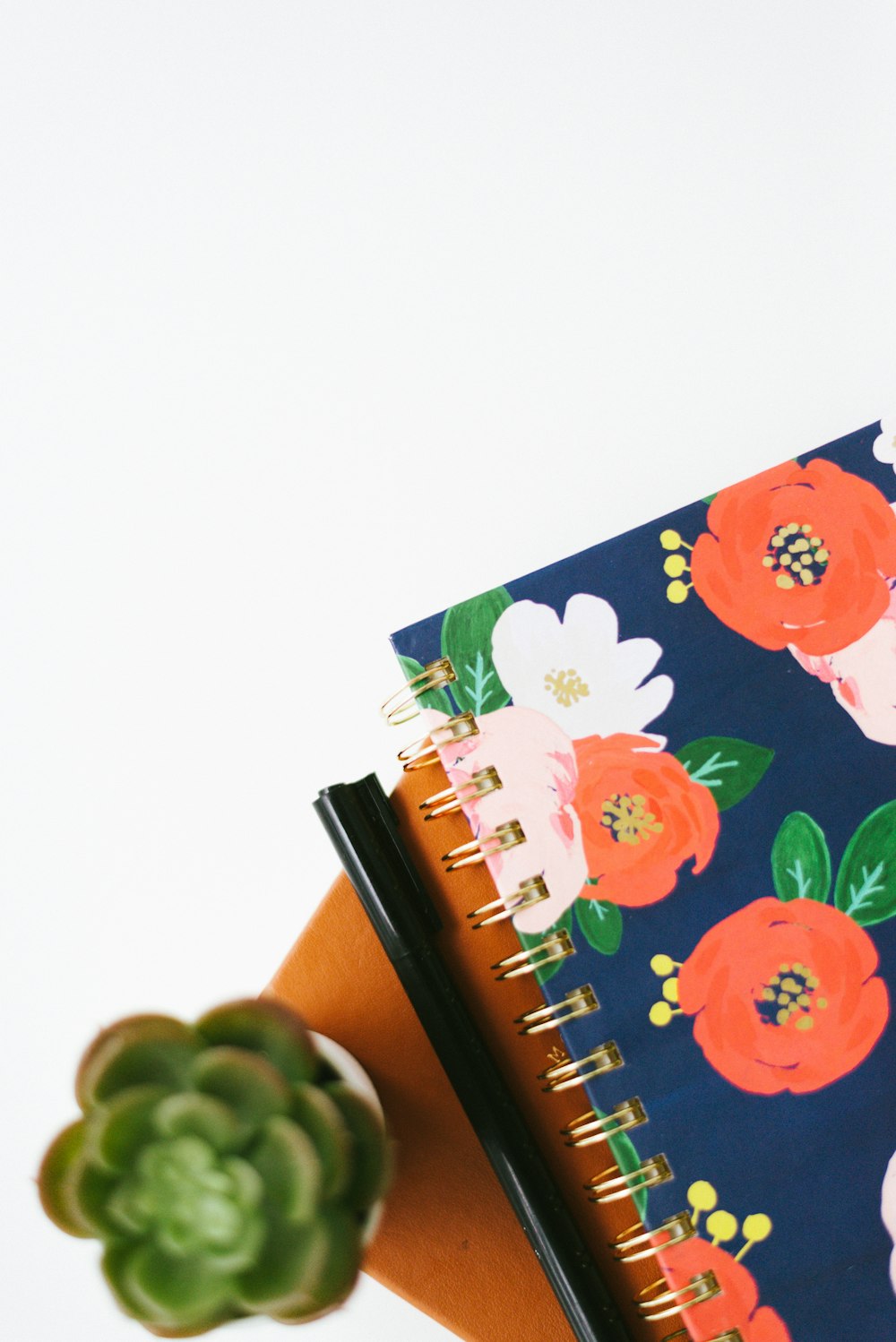 blue and pink floral notebook