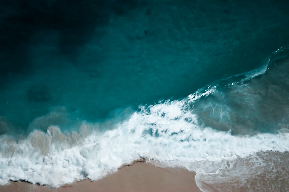 aerial view of ocean waves