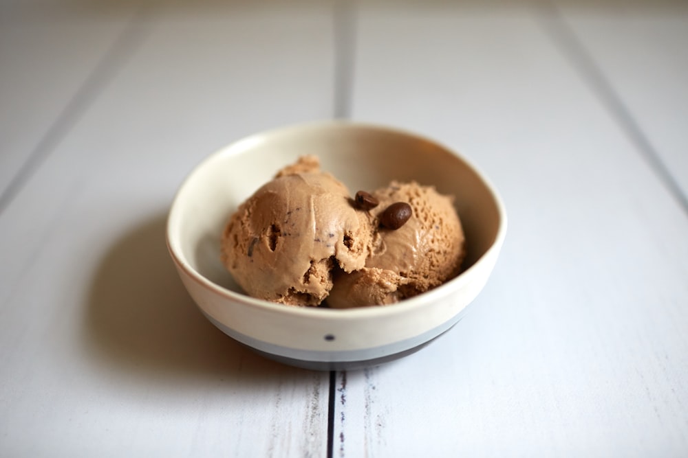 ice cream in white ceramic bowl