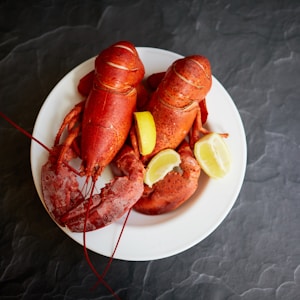 red lobster on white ceramic plate