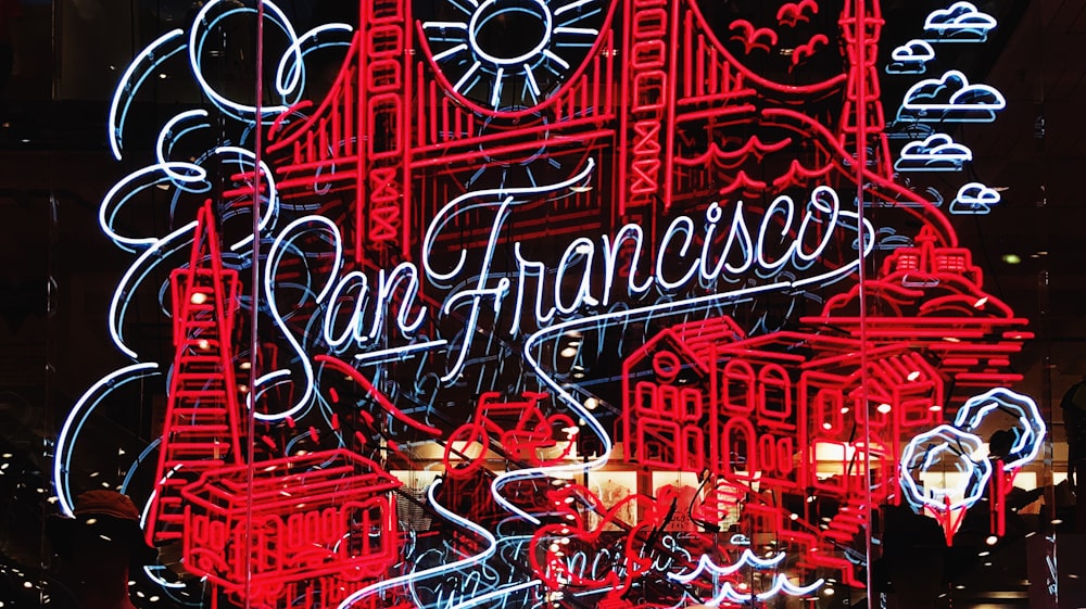 red and white love neon light signage