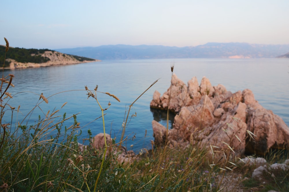 brown rock formation on body of water during daytime