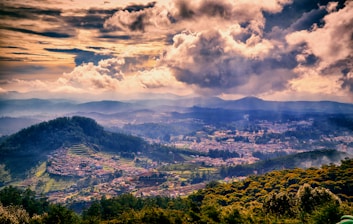 green trees on mountain under white clouds during daytime