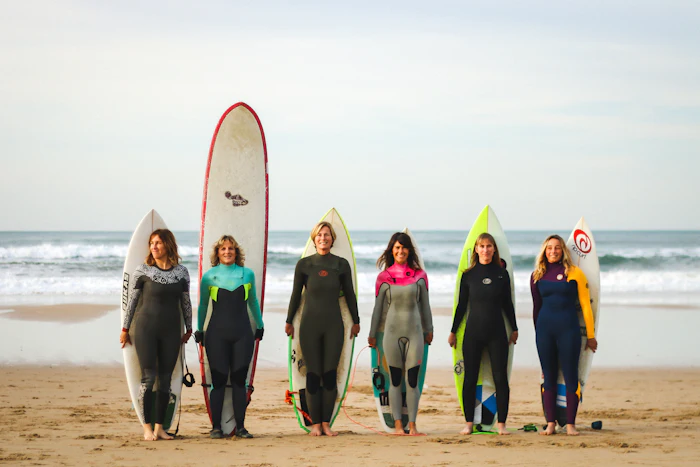 Students ready for a surf lesson