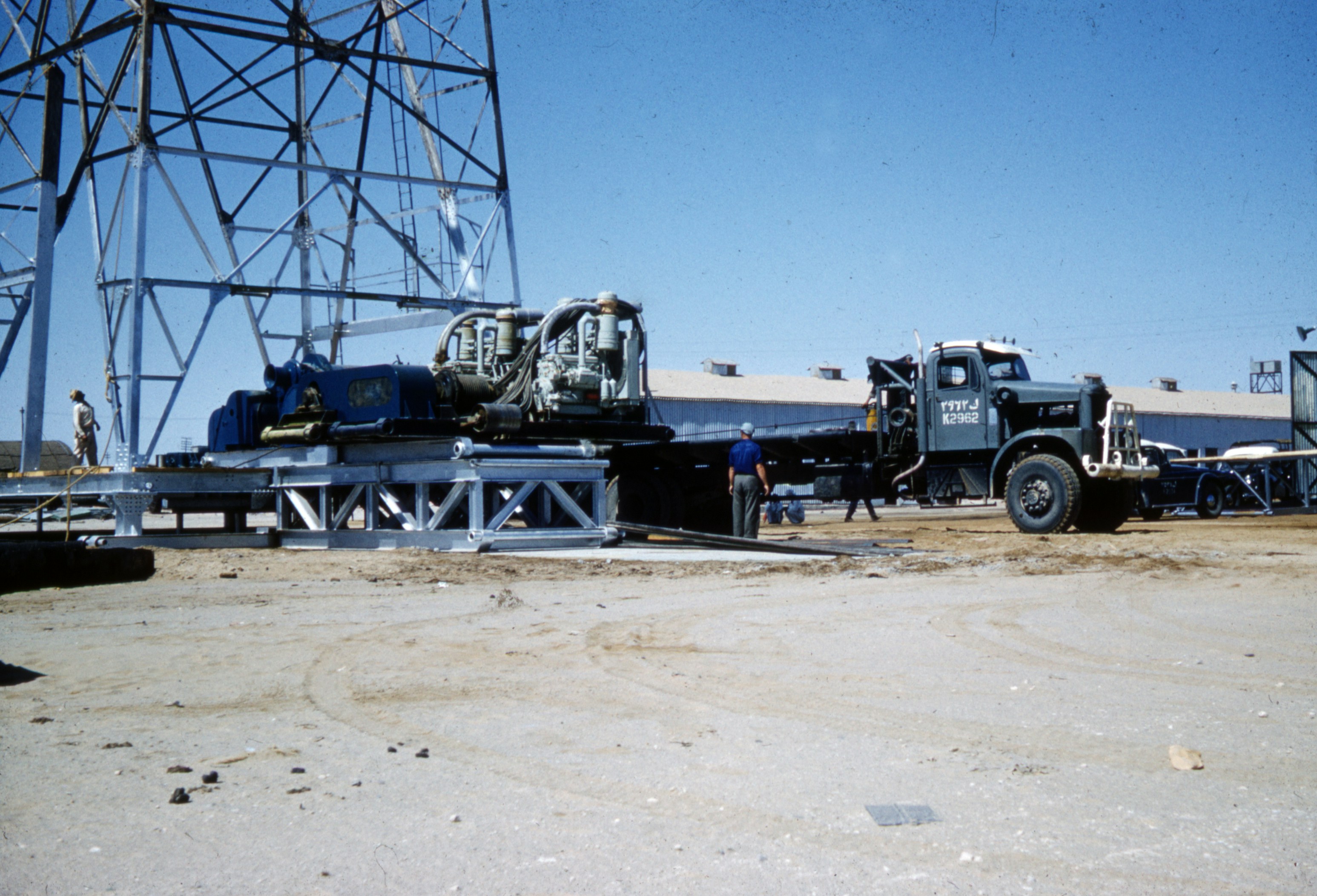 Vintage truck mounted drilling equipment from 1950s