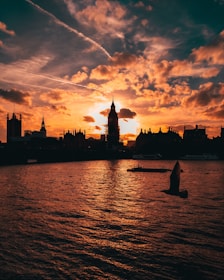 A beautiful sunset over a famous tourist city skyline, inviting travelers to explore.