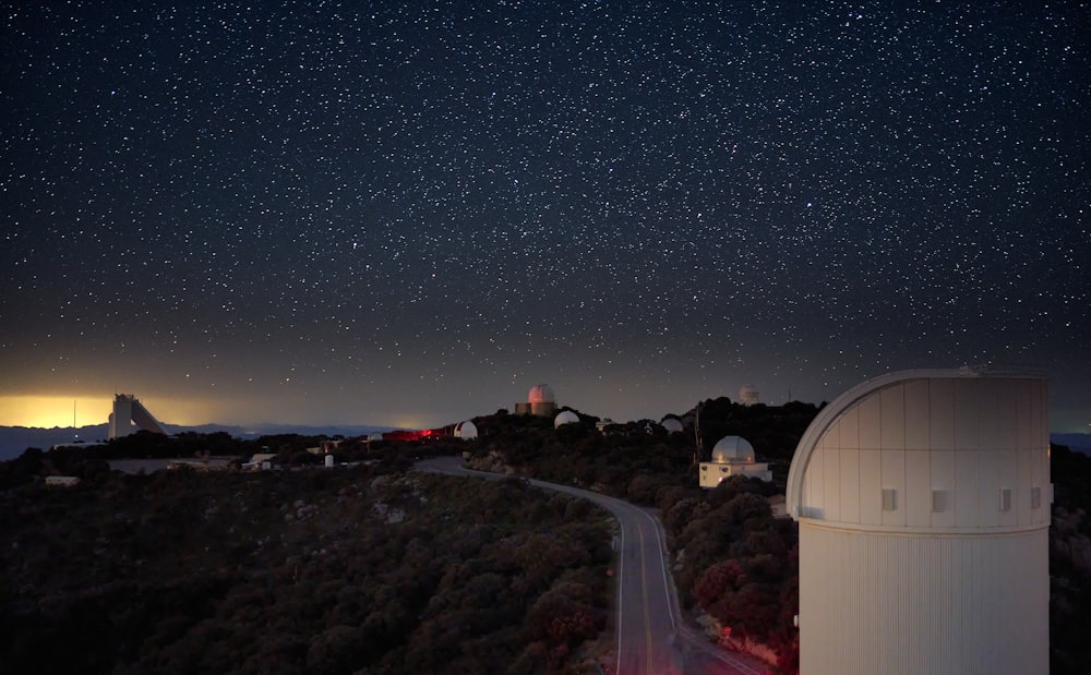 white building under starry night