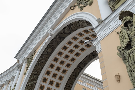 white and brown concrete arch in Palace Square Russia