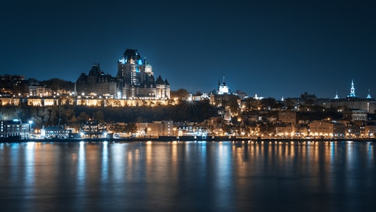 city skyline during night time in Quebec City Canada