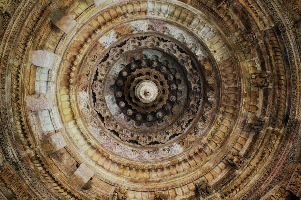 brown and black round ceiling