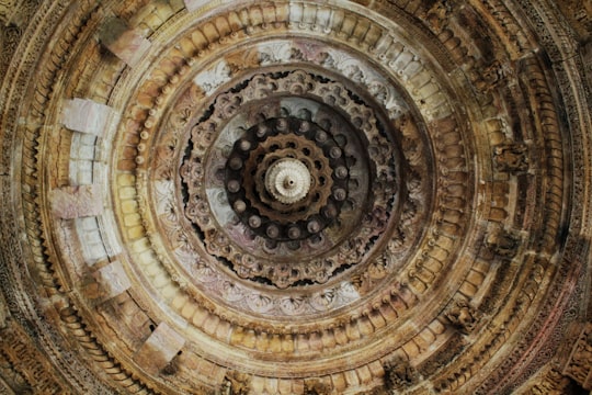 brown and black round ceiling in Sun Temple India