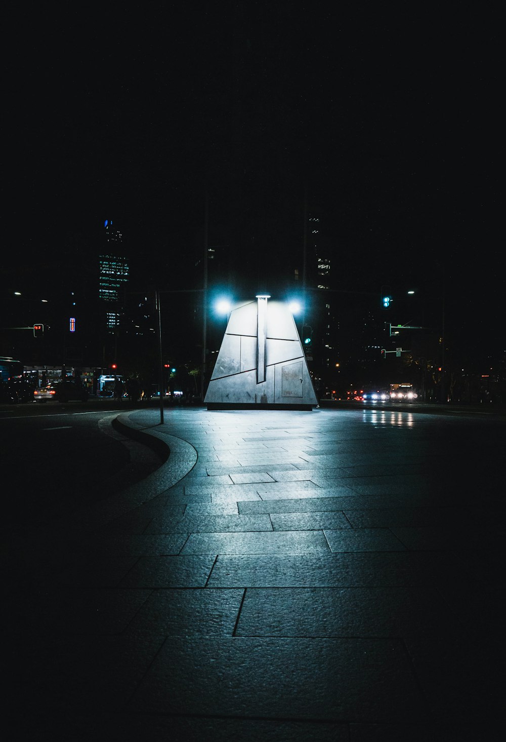 gray concrete road during night time