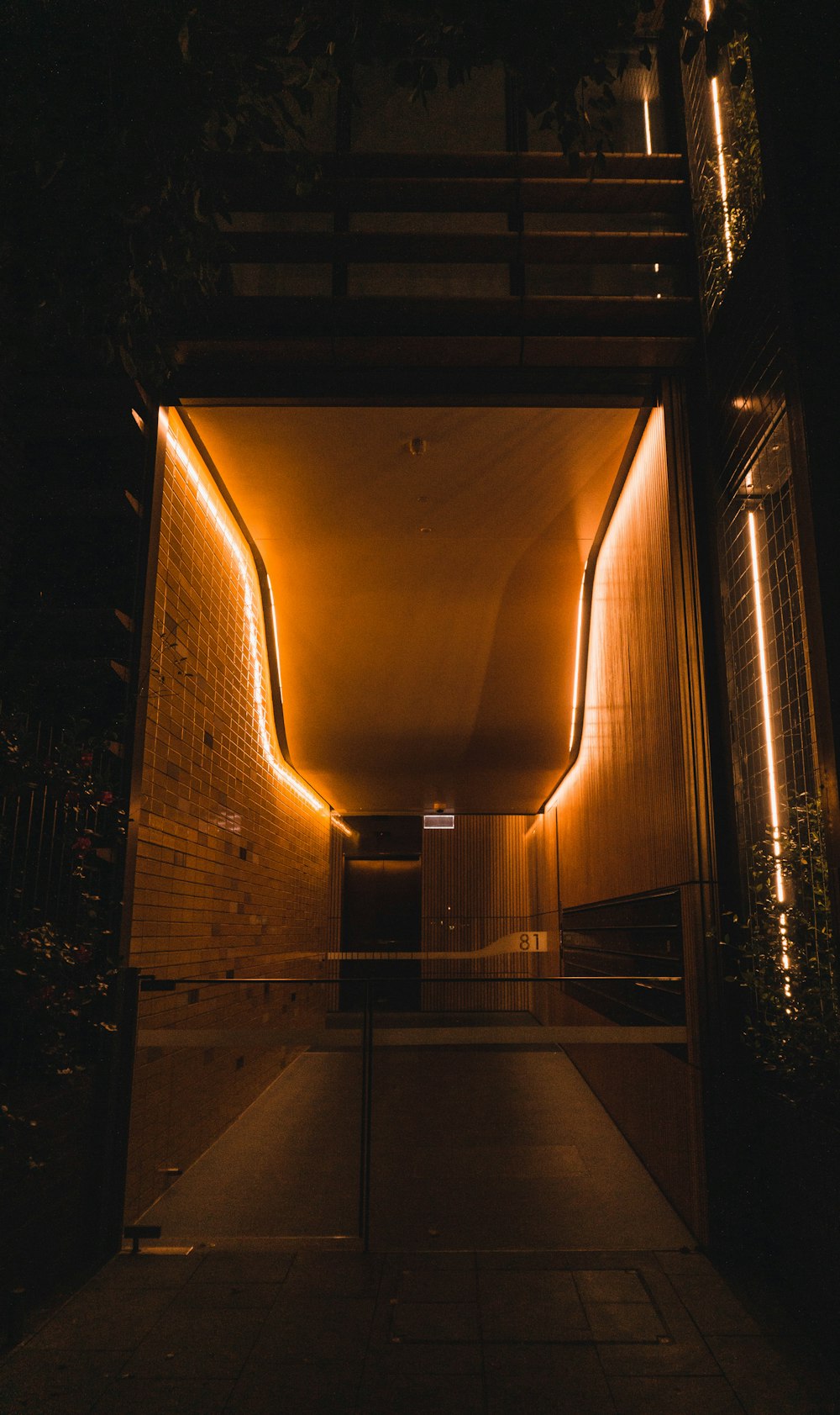 tunnel with light turned on during night time