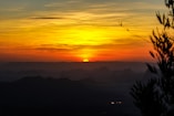 silhouette of mountain during sunset