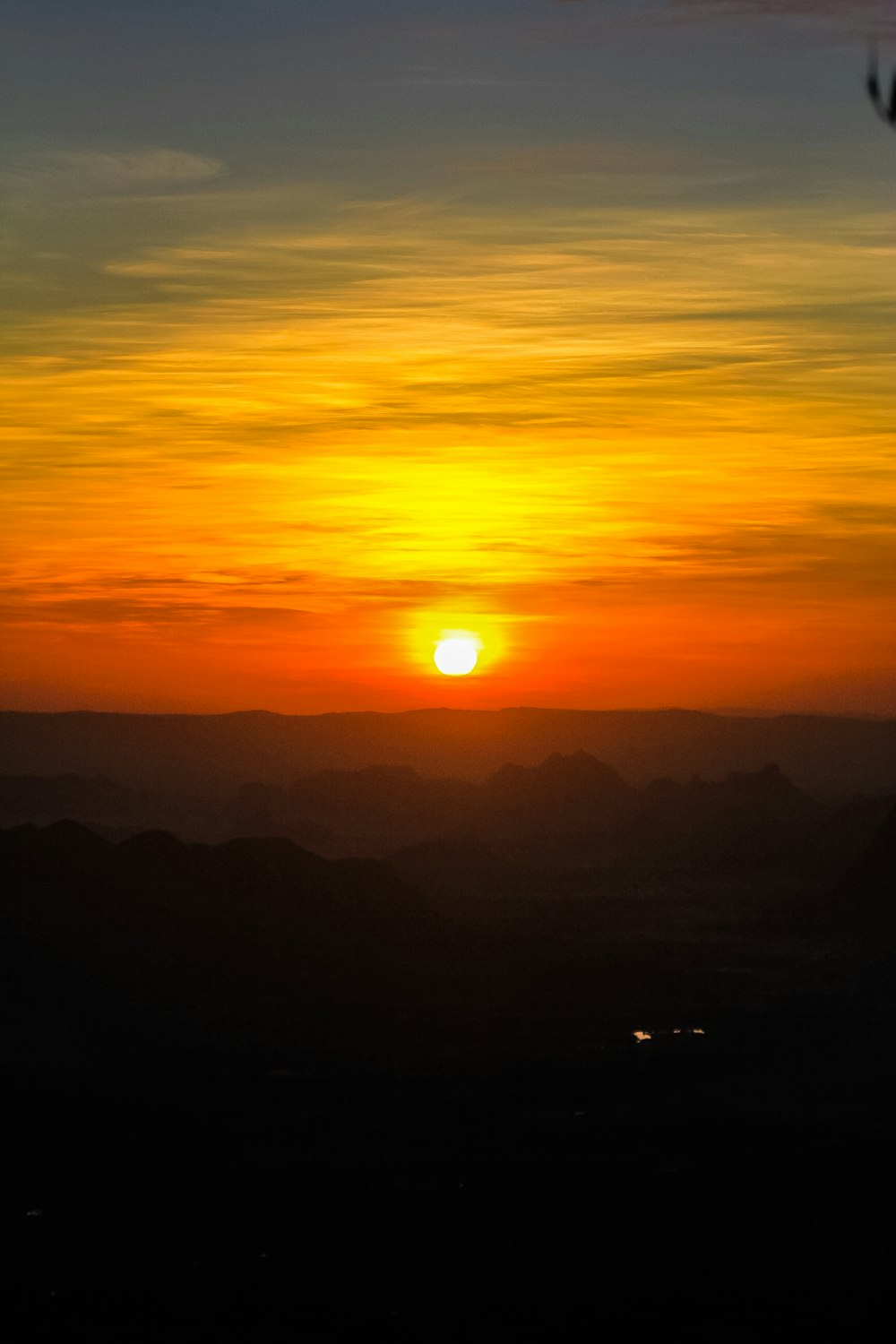 silhouette of mountain during sunset