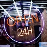 white and black neon light signage