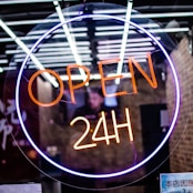 white and black neon light signage