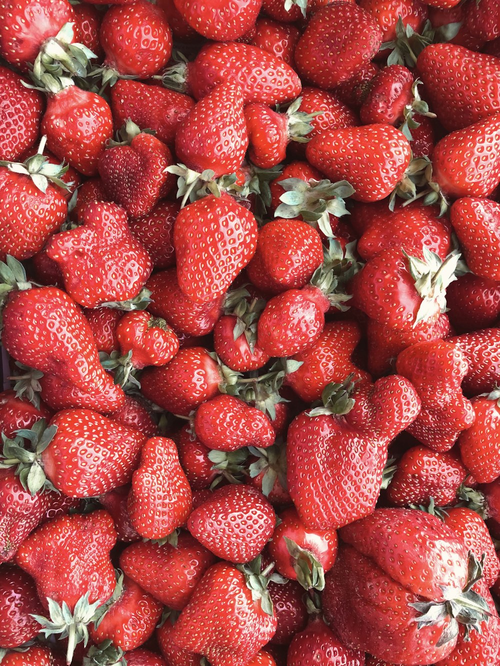 rote Erdbeeren auf weißer Keramikplatte