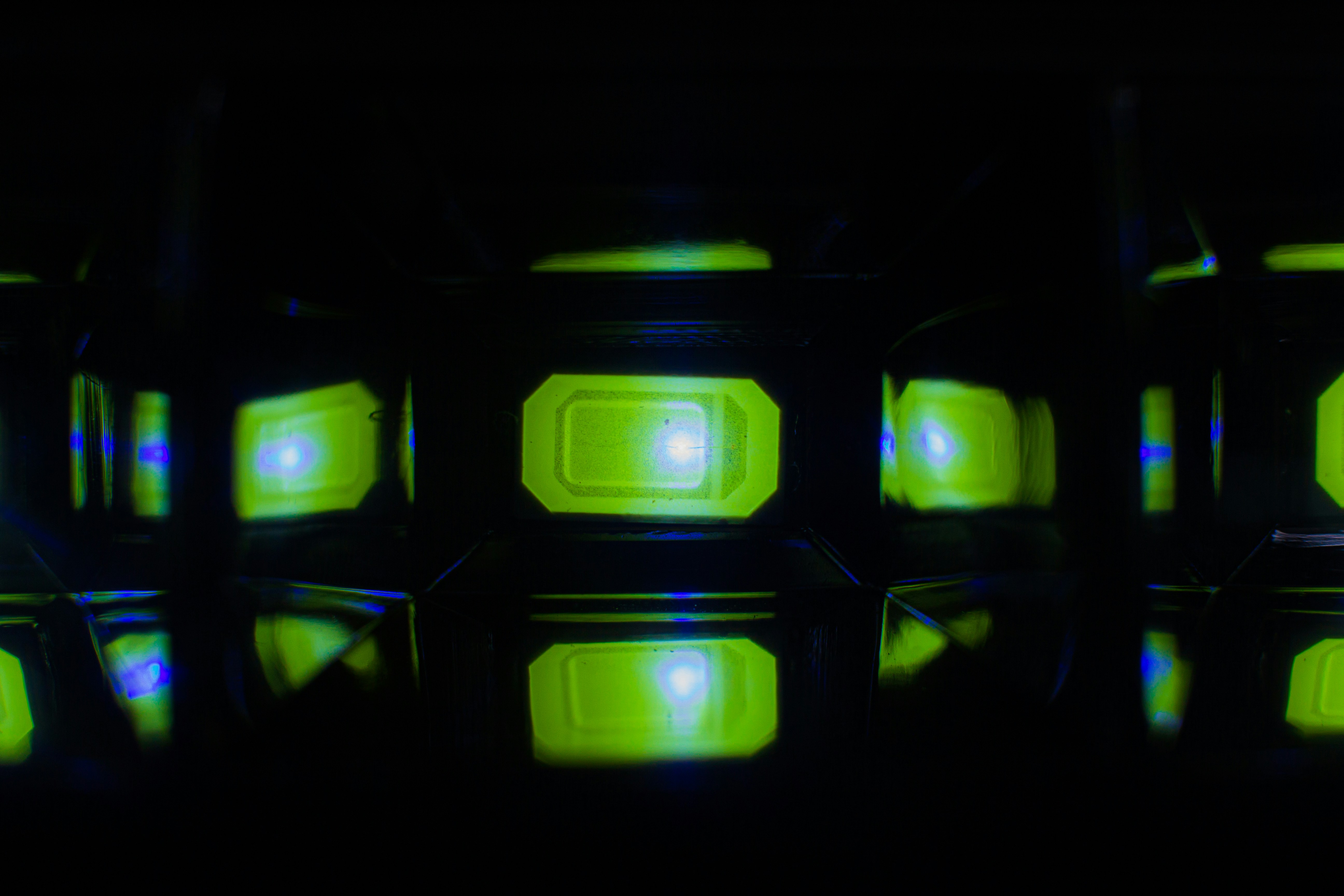 blue green and purple led light