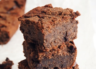 brown chocolate cake on white ceramic plate