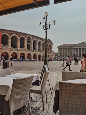 View of the historic Verona Arena just steps from the apartment entrance