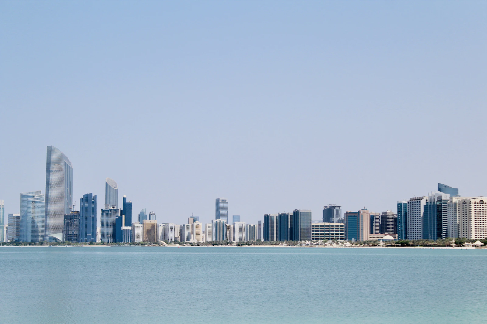 Abu Dhabi skyline seen from Corniche Beach