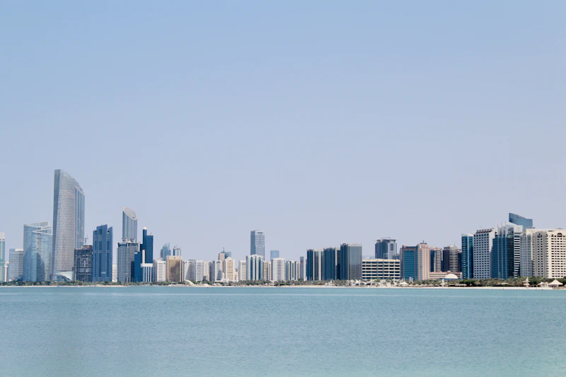 Abu Dhabi skyline seen from Corniche Beach