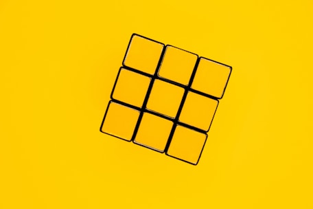 white and blue square illustration