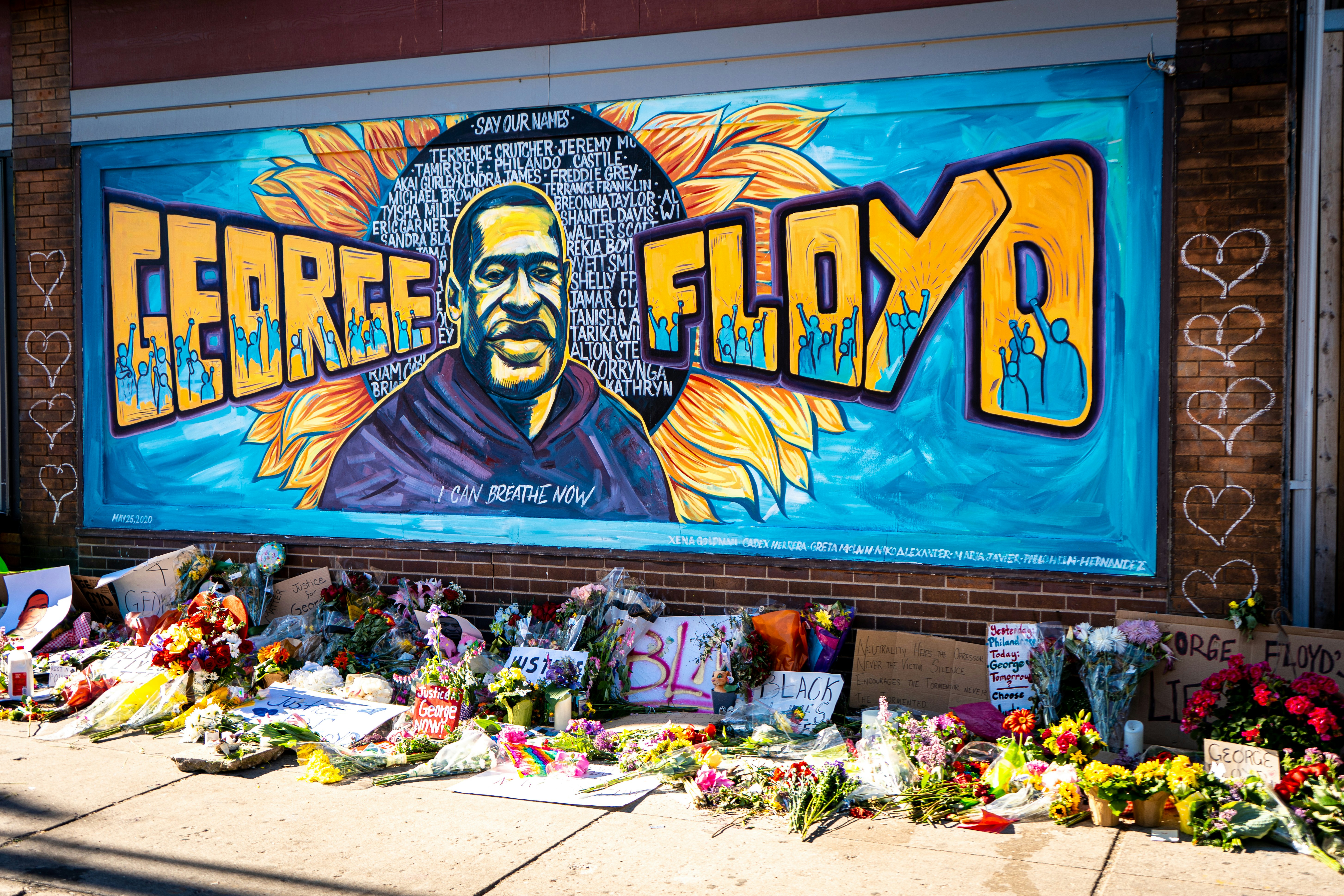 beautiful graffiti mural honoring george floyd from black lives matter protest . . . for more editorial photos: http://www.shutterstock.com/g/MUNSHOTS?rid=267047586