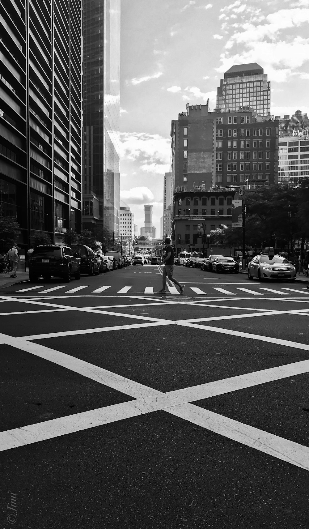 grayscale photo of city street