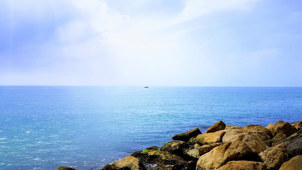 person standing on rock near body of water during daytime