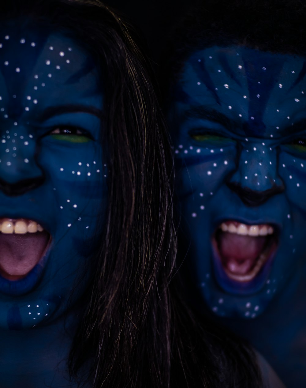 woman with blue eyes and black hair