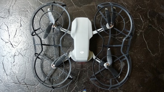 Before and after images of a repaired drone.