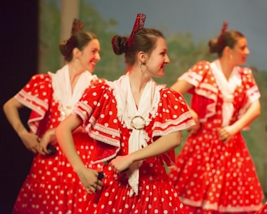 2 women in red and white dress