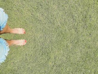 person standing on green grass field