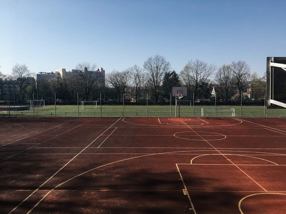 brown field with trees under blue sky during daytime