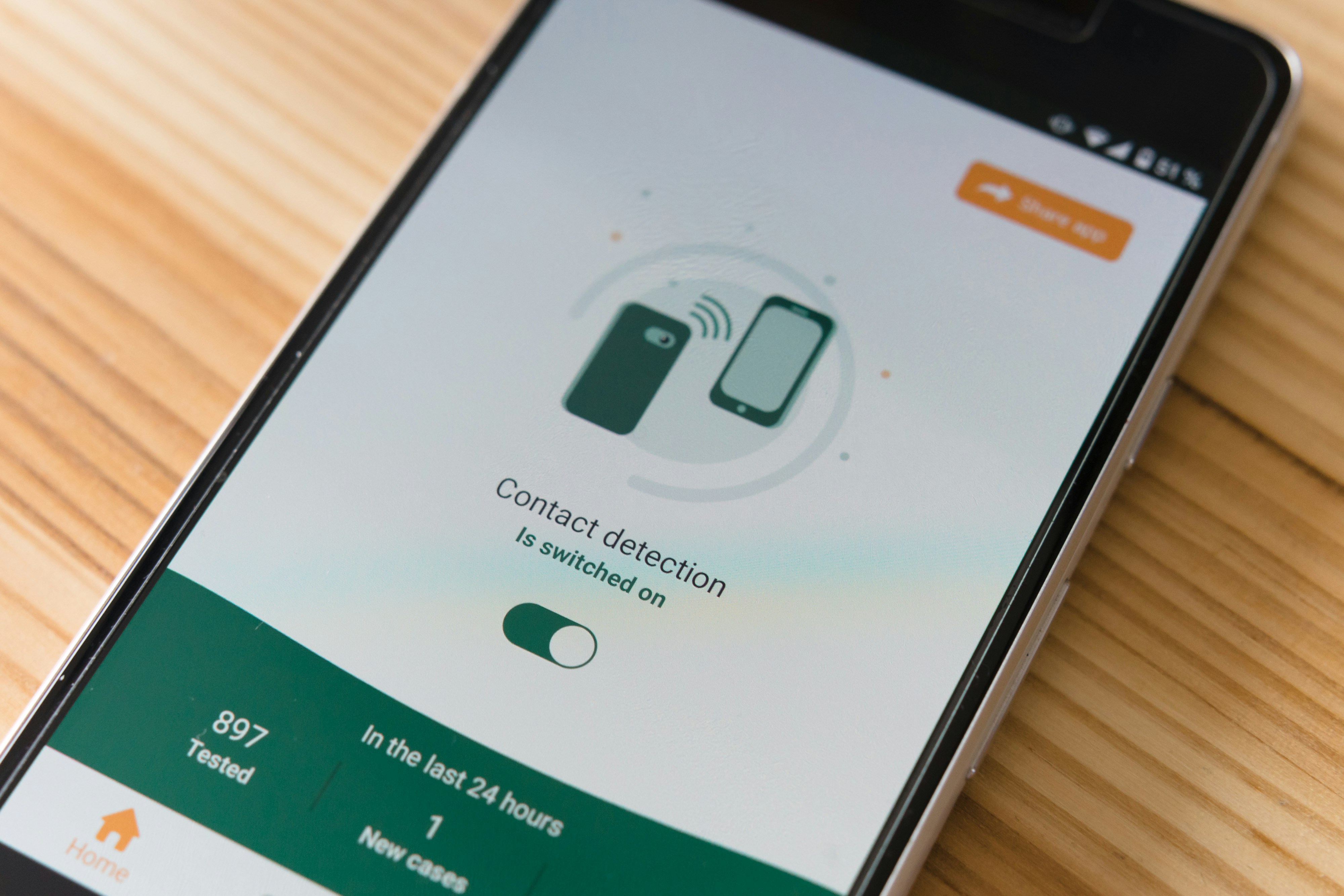 Covid-19 (Google, Apple) contact detection app on smartphone