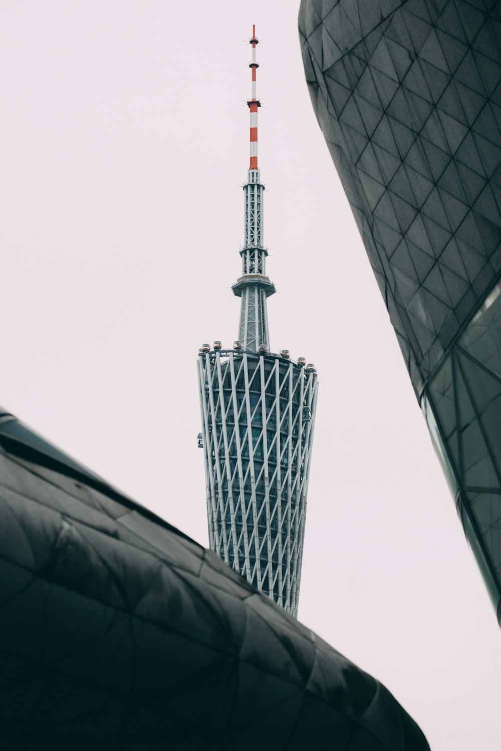 black and white tower under white sky