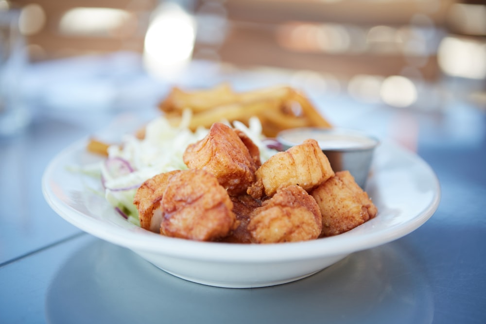 fried food on white ceramic plate