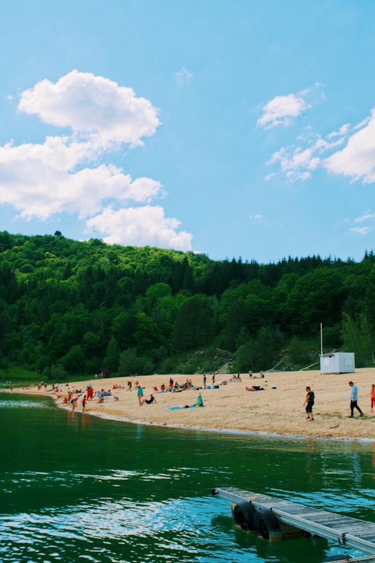people on beach during daytime in Lac de Vouglans France