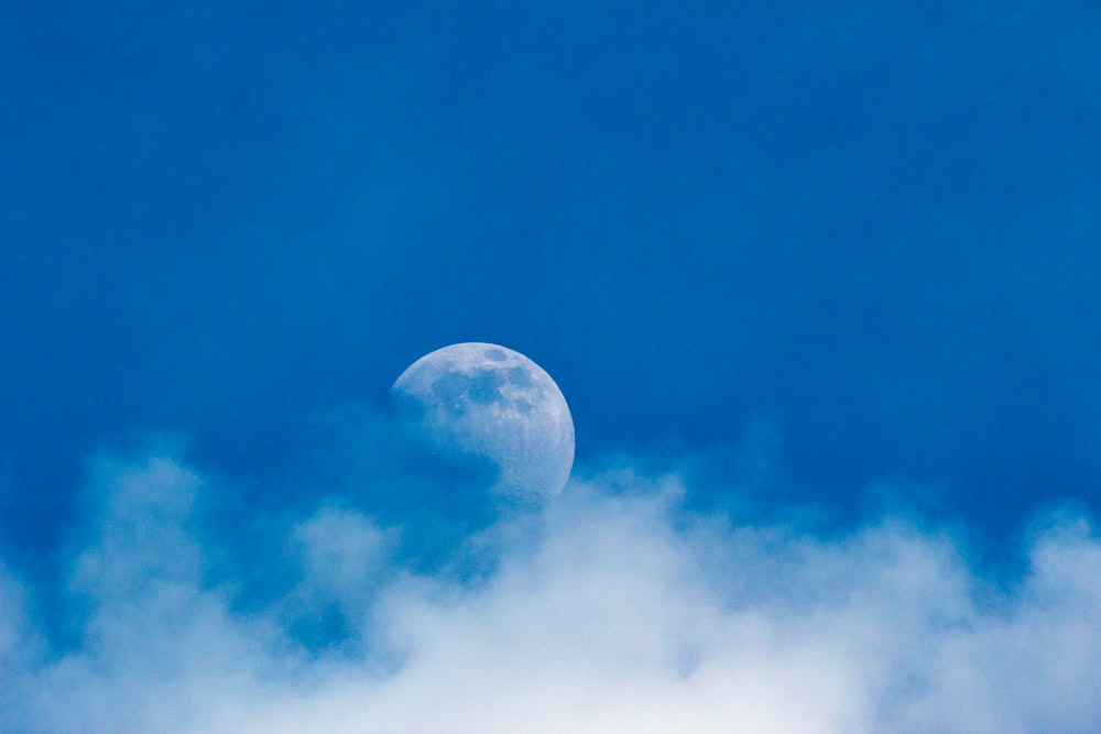 full moon in blue sky