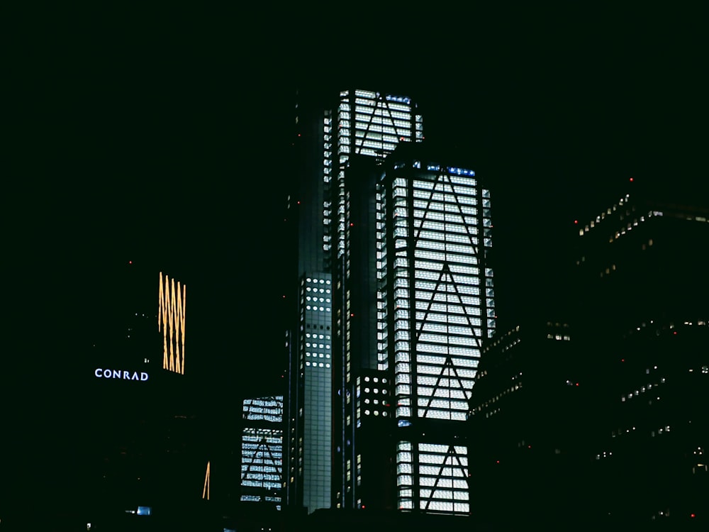 black metal tower during night time